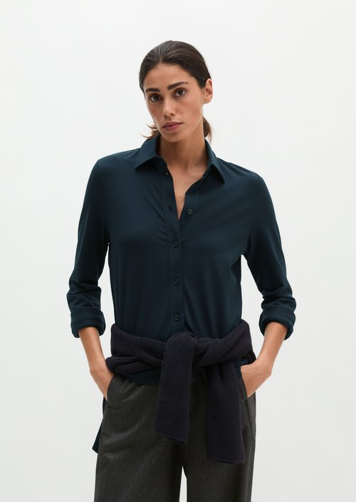 Regular-Fit Jersey Blouse — Martime Blue