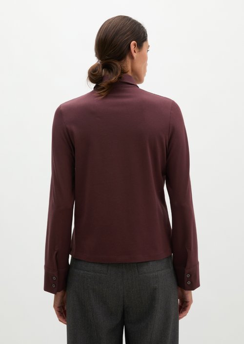 Regular-Fit Jersey Blouse — Black Cherry