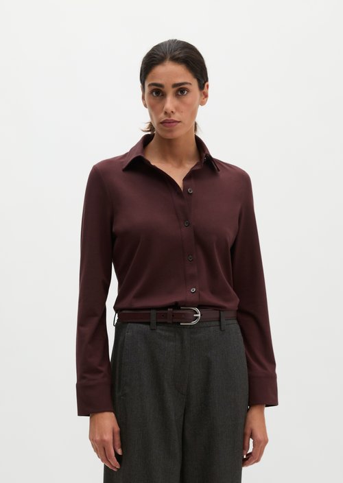Regular-Fit Jersey Blouse — Black Cherry