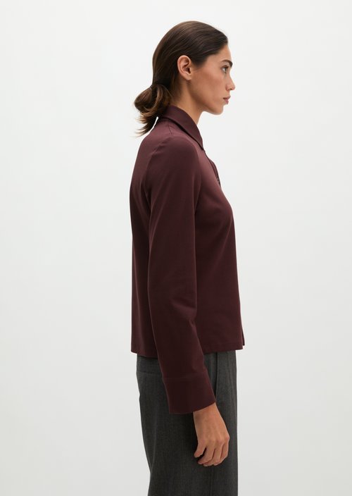 Regular-Fit Jersey Blouse — Black Cherry
