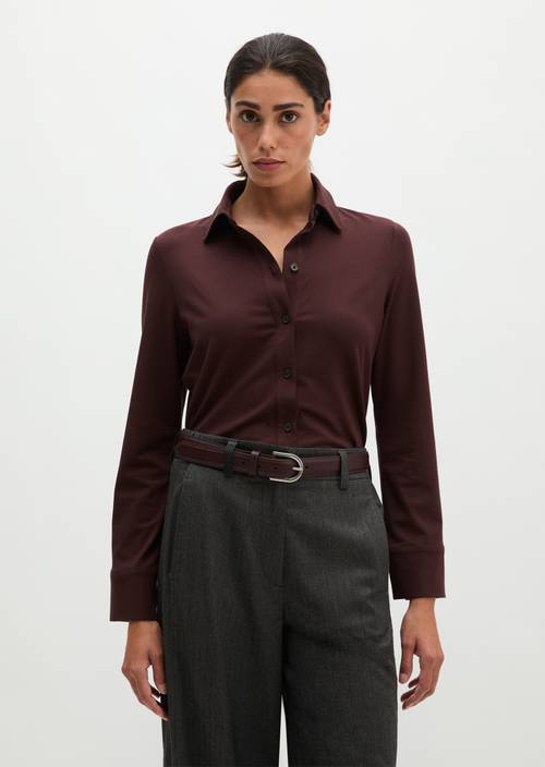 Jerseybluse regular Black Cherry in Frontalansicht