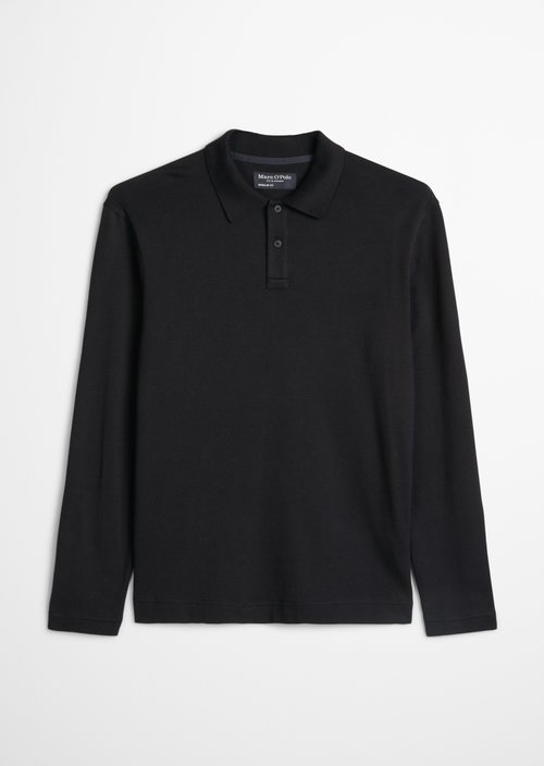 Regular-Fit Long-Sleeve Polo Shirt — Black