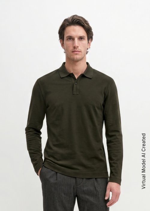 Regular-Fit Long-Sleeve Polo Shirt — Wooden Earth
