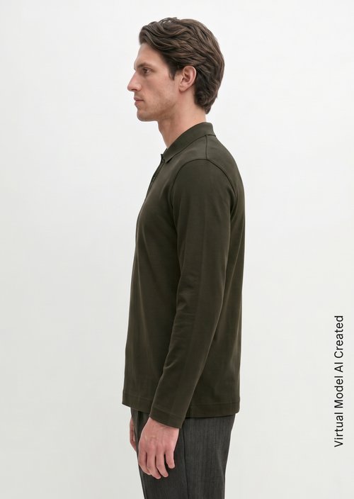 Regular-Fit Long-Sleeve Polo Shirt — Wooden Earth