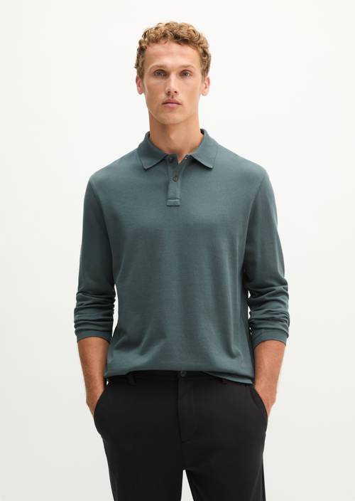 Langarm-Poloshirt regular Skipping Stone in Frontalansicht
