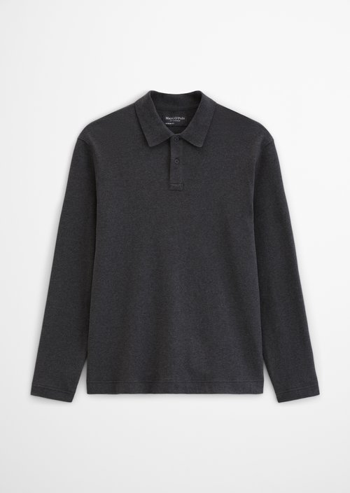 Regular-Fit Long-Sleeve Polo Shirt — Dark Grey Melange