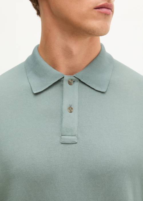 Langarm-Poloshirt regular Faded Mint in Detailansicht