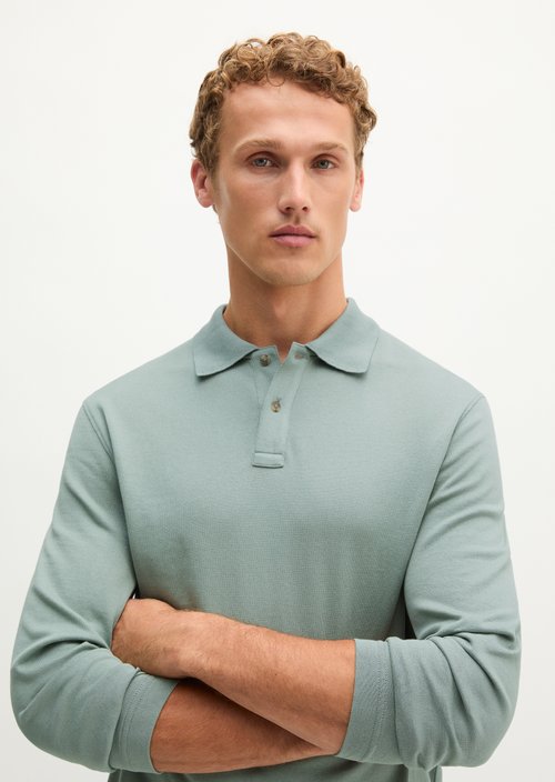 Regular-Fit Long-Sleeve Polo Shirt — Faded Mint