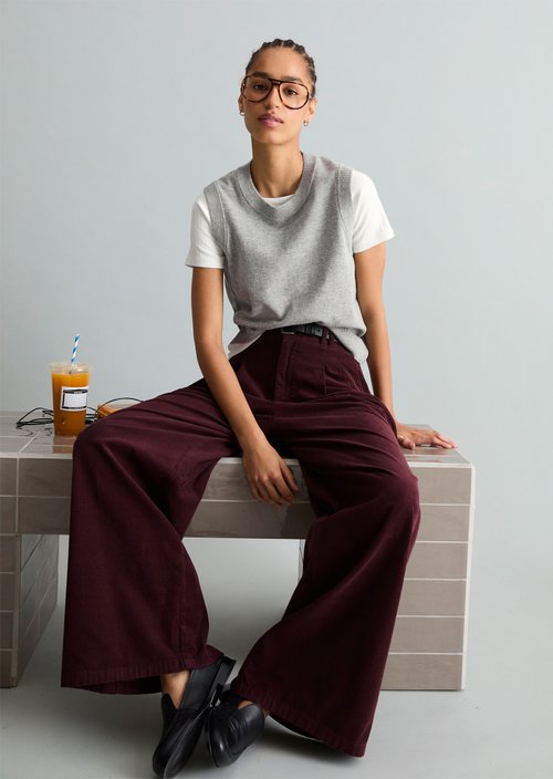Regular-fit sleeveless sweater — Stone Melange