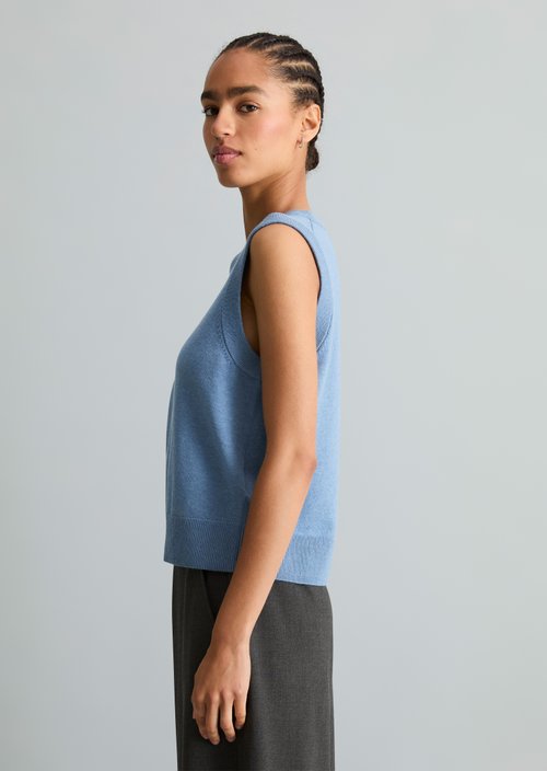Regular-fit sleeveless sweater — Medium Blue Melange
