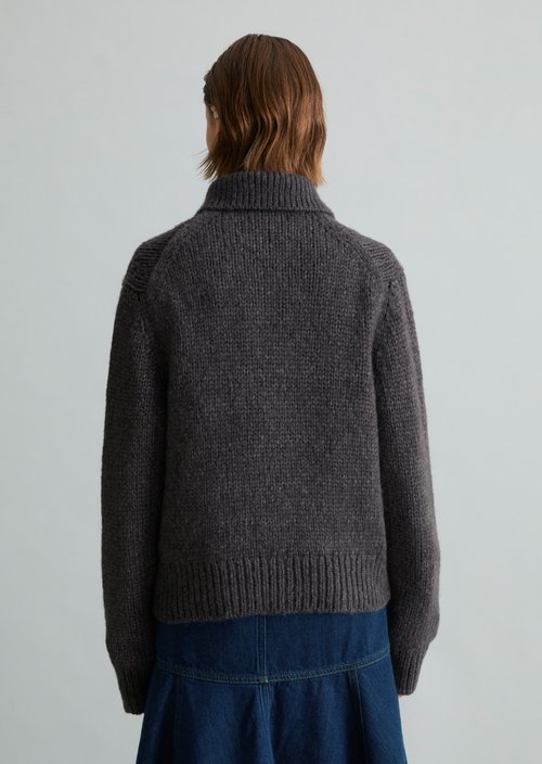 Chunky Cardigan, Regular Fit — Dark Grey Melange