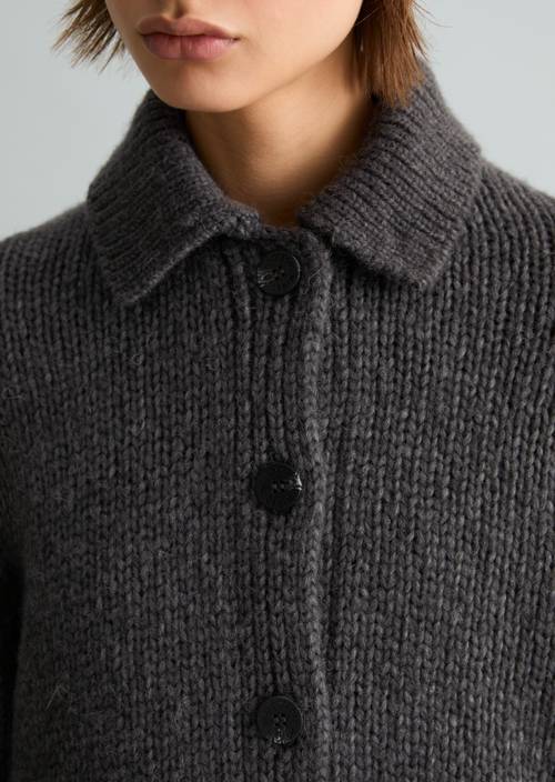 Chunky-vest, regular Dark Grey Melange in detailaanzicht