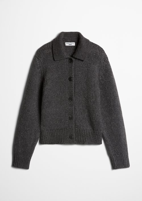 Chunky Cardigan, Regular Fit — Dark Grey Melange