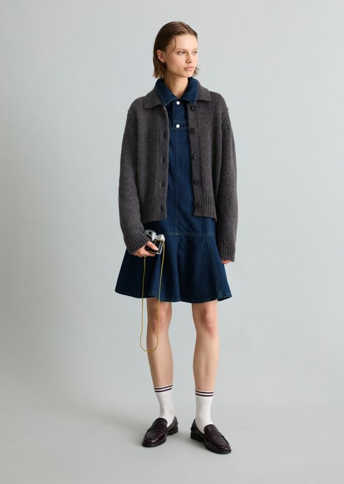 Chunky Cardigan, Regular Fit — Dark Grey Melange