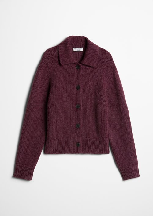 Chunky Cardigan, Regular Fit — Dark Red Melange