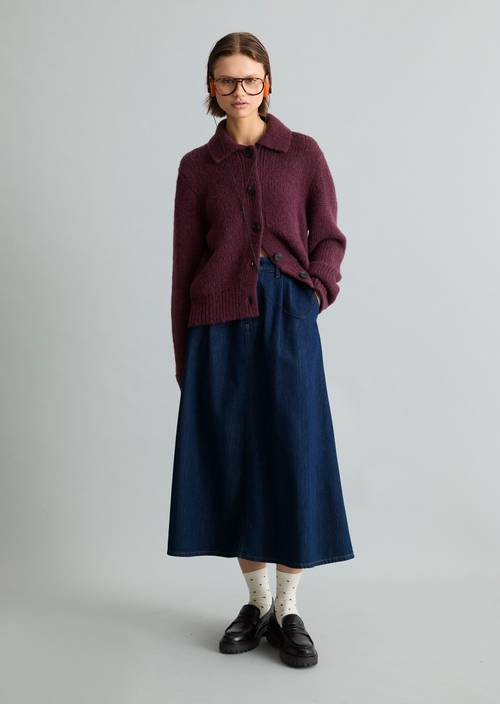 Chunky-Cardigan regular Dark Red Melange in Frontalansicht