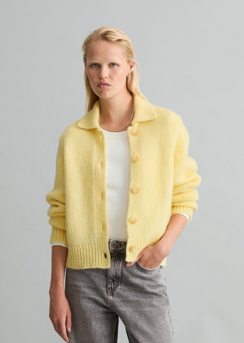 Chunky Cardigan, Regular Fit — Medium Yellow Melange