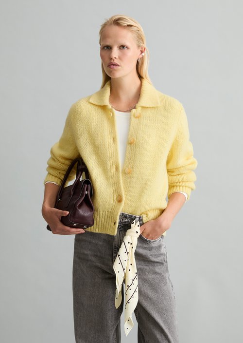 Chunky Cardigan, Regular Fit — Medium Yellow Melange