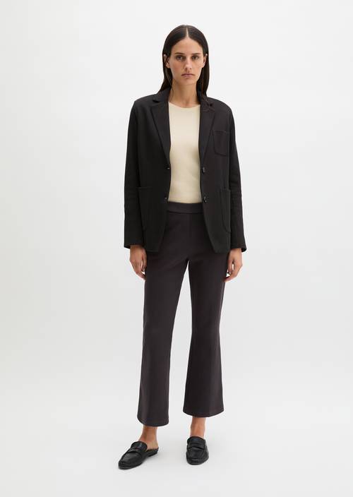 Piqué jersey broek slim cropped Deep Night Blue in vooraanzicht