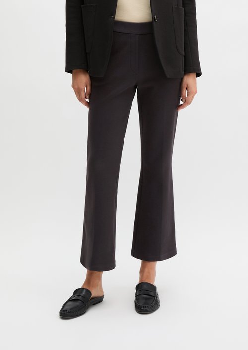 Piqué jersey pants slim cropped — Deep Night Blue