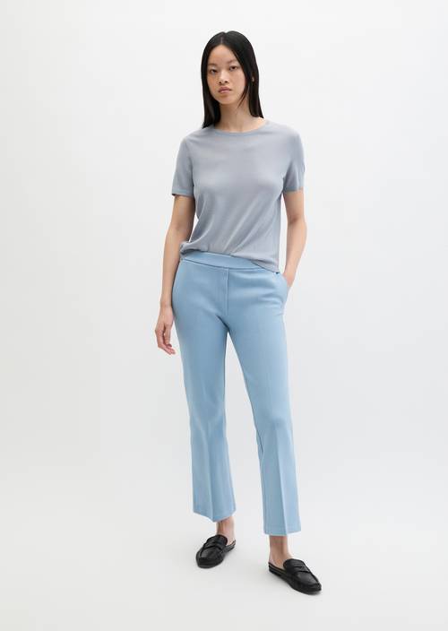 Piqué jersey broek slim cropped Fall Sky in vooraanzicht