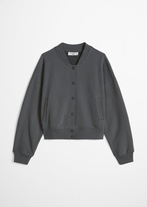 Cropped College Sweatshirt Jacket — Light Graphite