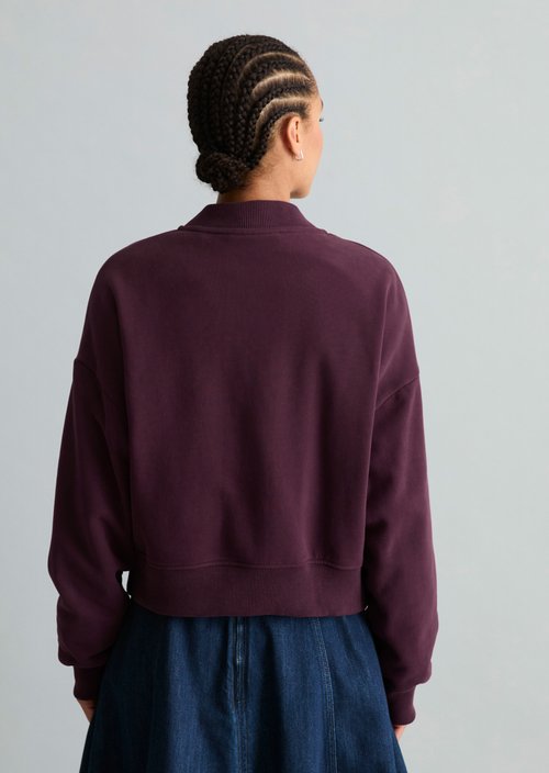 Cropped College Sweatshirt Jacket — Mahagony Jam