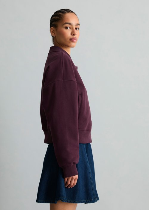 Cropped College Sweatshirt Jacket — Mahagony Jam