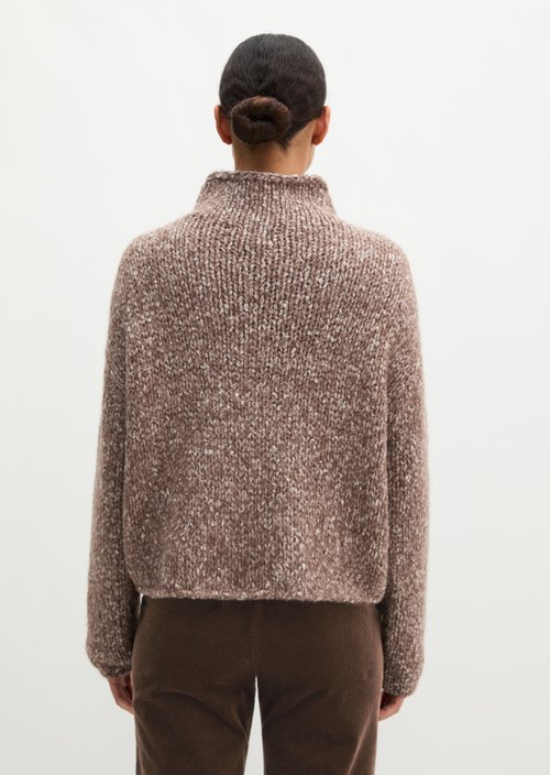 Relaxed-Fit Cable-Knit Sweater — Dark Brown