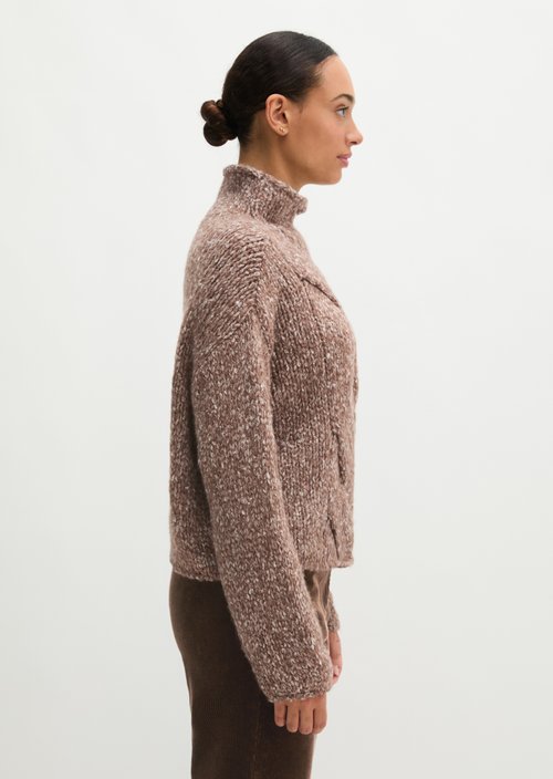 Relaxed-Fit Cable-Knit Sweater — Dark Brown