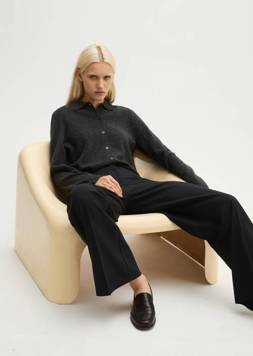 Regular Cardigan Coal Grey Melange in front view