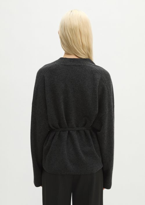 Oversized Wrap Cardigan — Coal Grey Melange