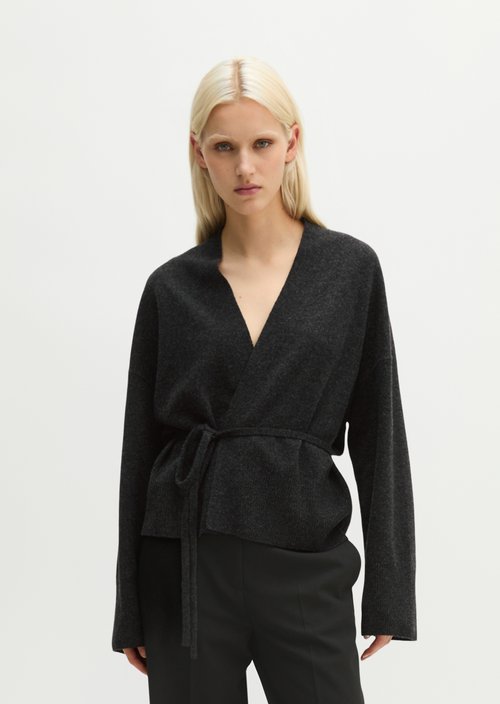 Oversized Wrap Cardigan — Coal Grey Melange