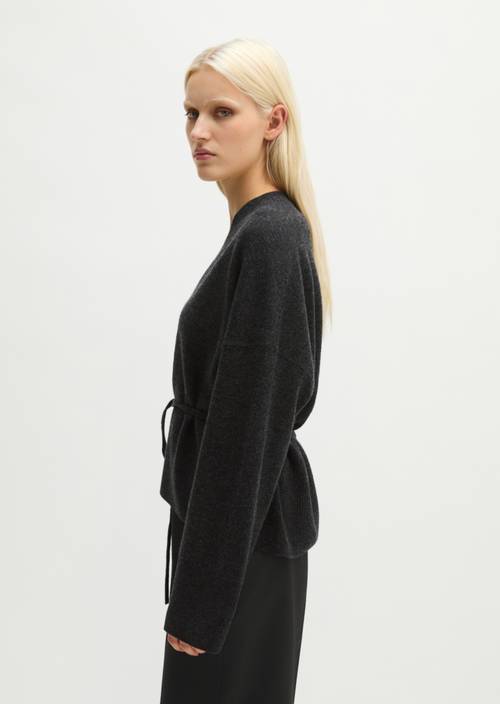 Oversized wikkelvest Coal Grey Melange in detailaanzicht