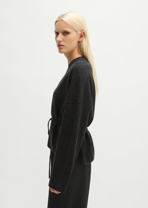 Oversized Wrap Cardigan — Coal Grey Melange
