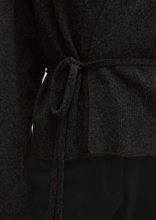 Oversized Wrap Cardigan — Coal Grey Melange