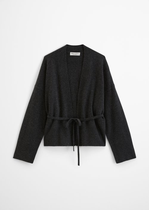 Oversized Wrap Cardigan — Coal Grey Melange