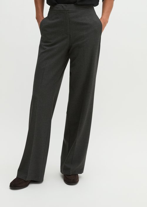 Relaxed-Fit Glen Check Flannel Pants — Dark Grey