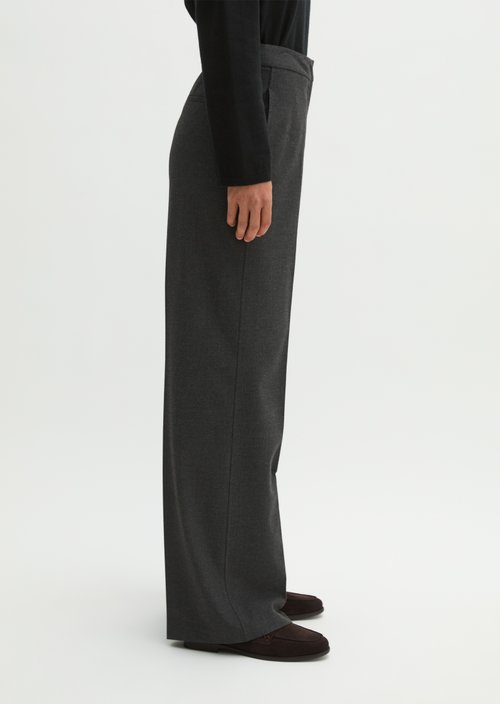 Relaxed-Fit Glen Check Flannel Pants — Dark Grey
