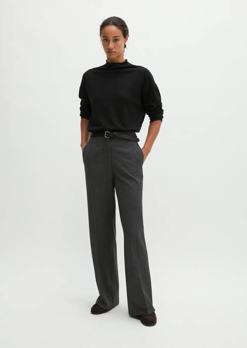 Relaxed-Fit Glen Check Flannel Pants Dark Grey in front view