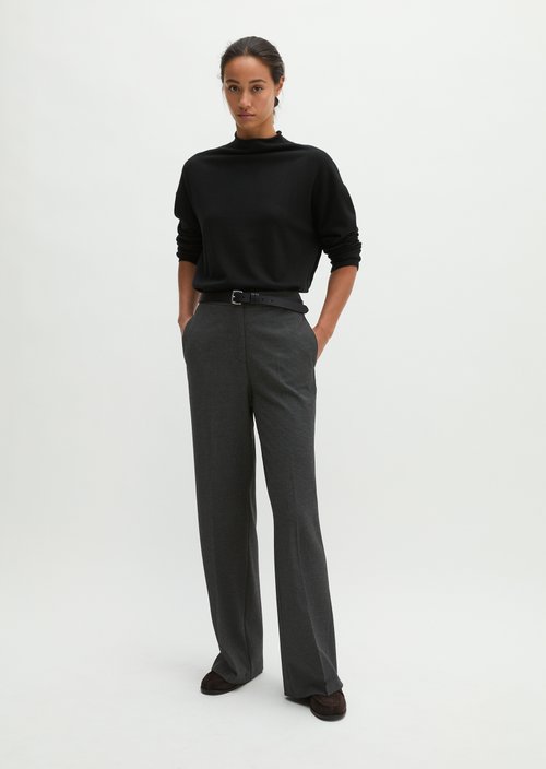 Relaxed-Fit Glen Check Flannel Pants — Dark Grey