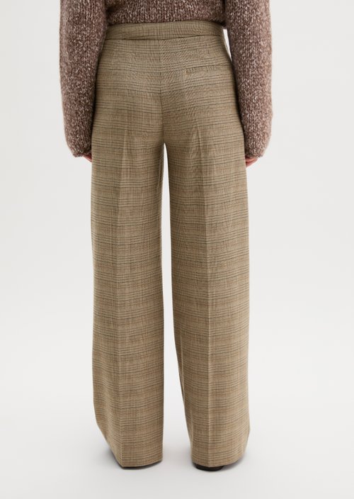 Relaxed-Fit Glen Check Flannel Pants — Medium Brown