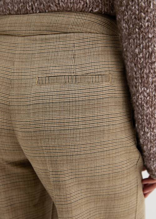 Glencheck-Flanellhose relaxed Medium Brown in Detailansicht