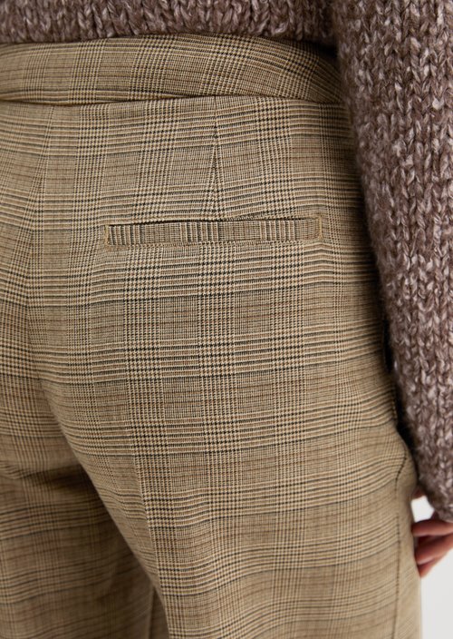Relaxed-Fit Glen Check Flannel Pants — Medium Brown