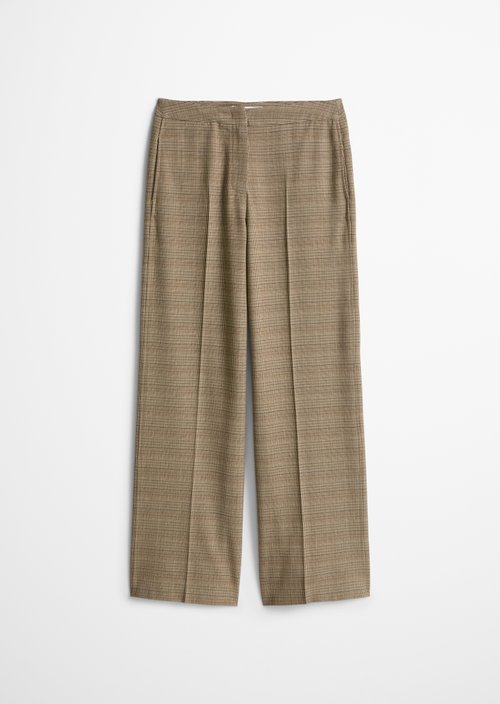Relaxed-Fit Glen Check Flannel Pants — Medium Brown
