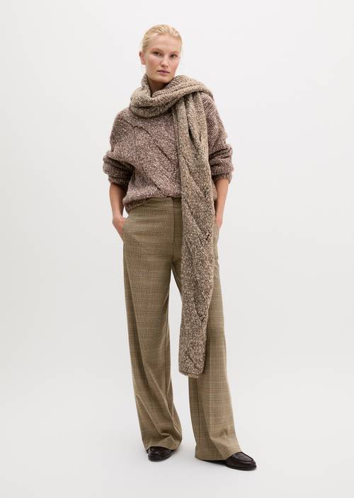 Glencheck-Flanellhose relaxed Medium Brown in Frontalansicht