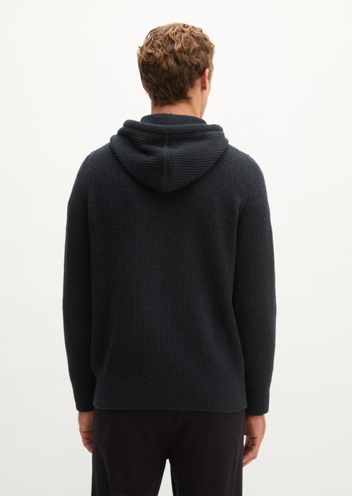 Regular-Fit Hooded Cardigan — Black (alternate view)