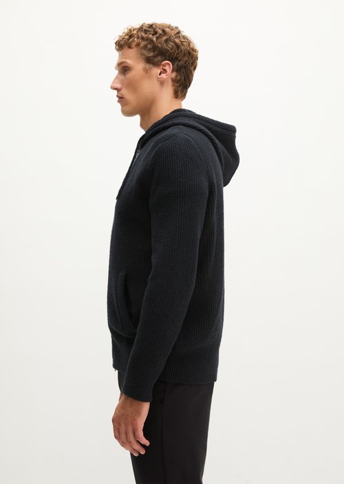 Regular-Fit Hooded Cardigan — Black