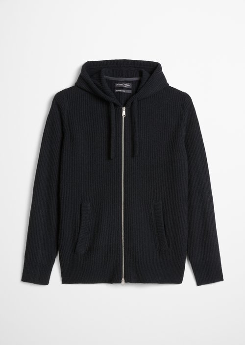 Regular-Fit Hooded Cardigan — Black