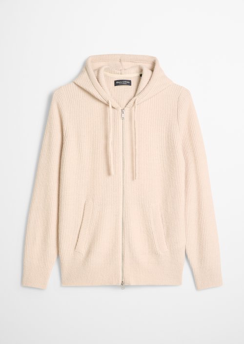 Regular-Fit Hooded Cardigan — Linen Beige